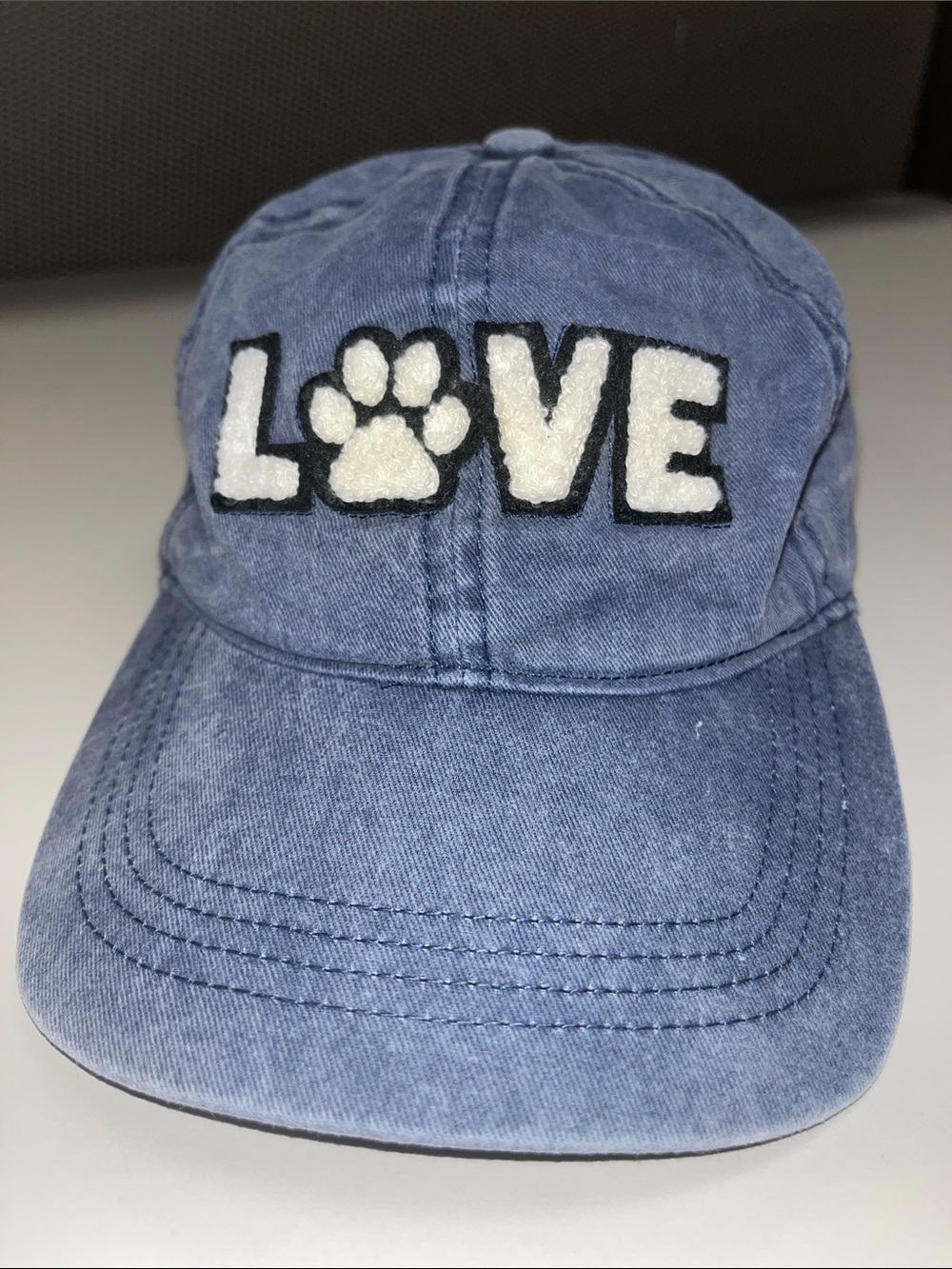David and Young Blue Cap with White Paw LOVE Patch